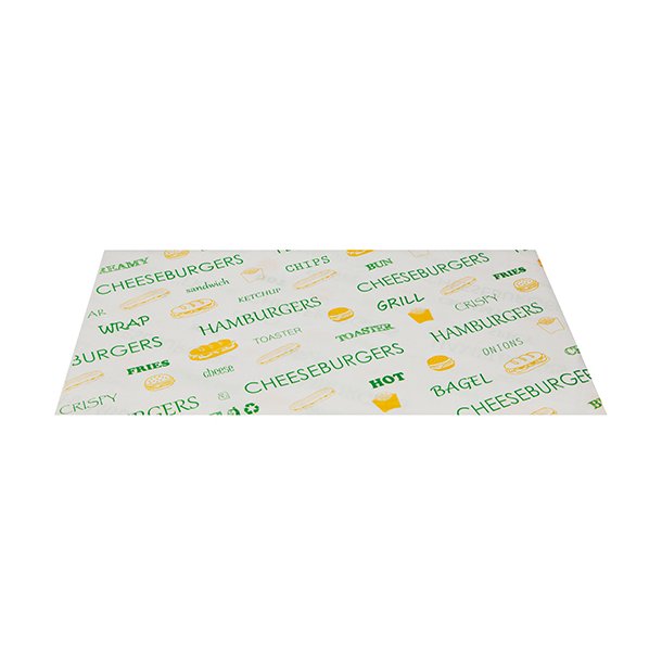 Papiers plastifié pour emballage snack jaune et vert 33 x 40 cm