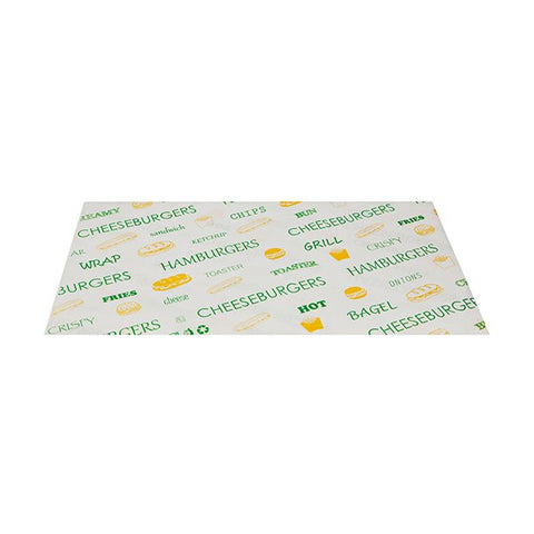Papiers plastifié pour emballage snack jaune et vert 33 x 40 cm
