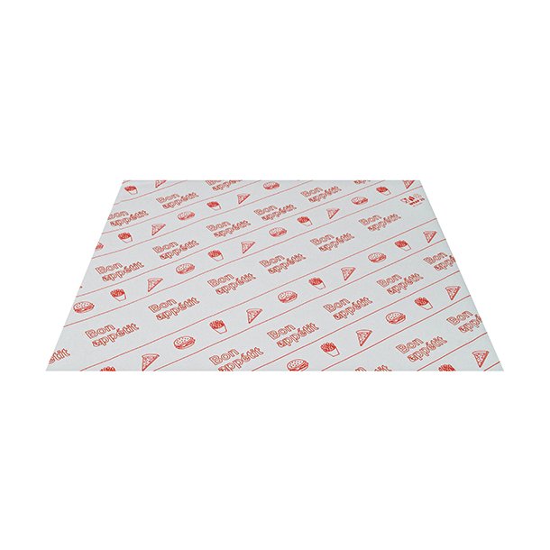 Papiers plastifié pour emballage snack blanc et rouge 25 x 32 cm 