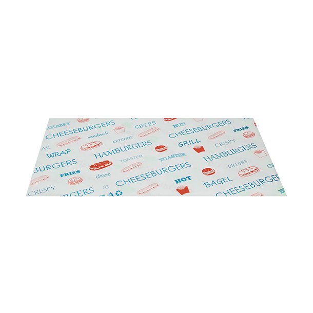 Papiers plastifié pour emballage snack bleu et rouge 33 x 40 cm