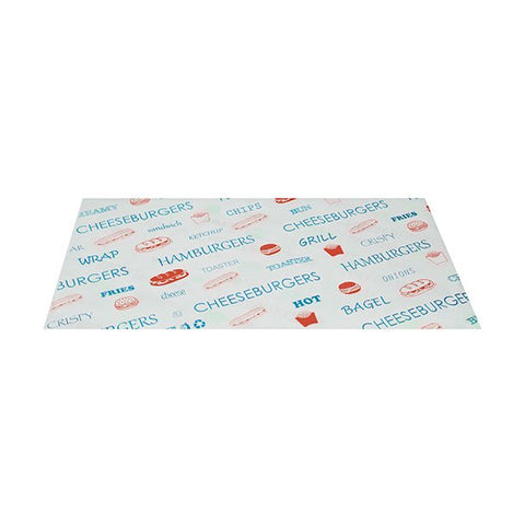 Papiers plastifié pour emballage snack bleu et rouge 33 x 40 cm