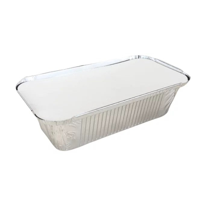 Barquette aluminium 670mL 20,2x10,9x4,9cm avec couvercle (1200 unités)