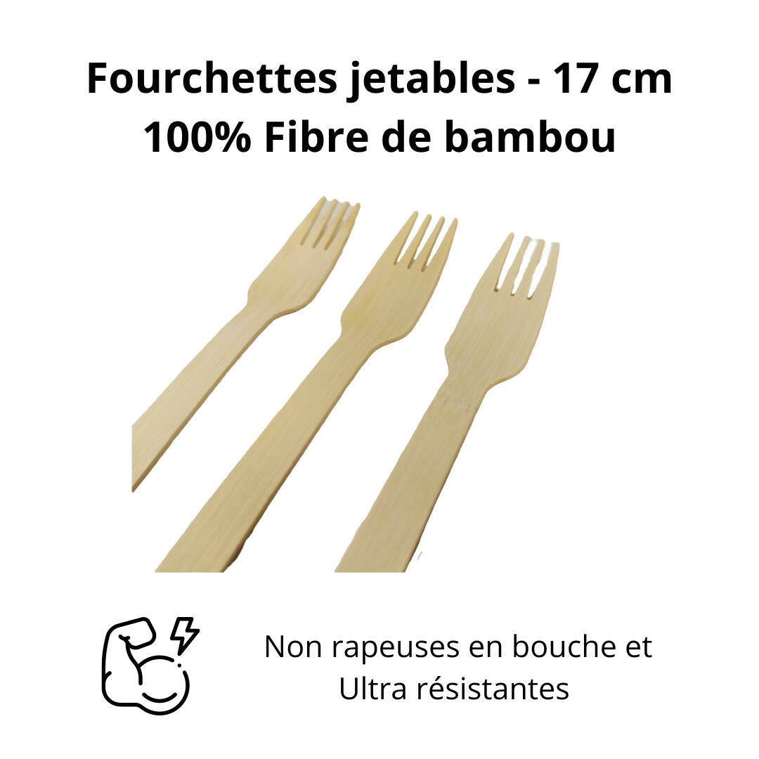 Fourchettes jetables en fibre de Bambou - 17 cm