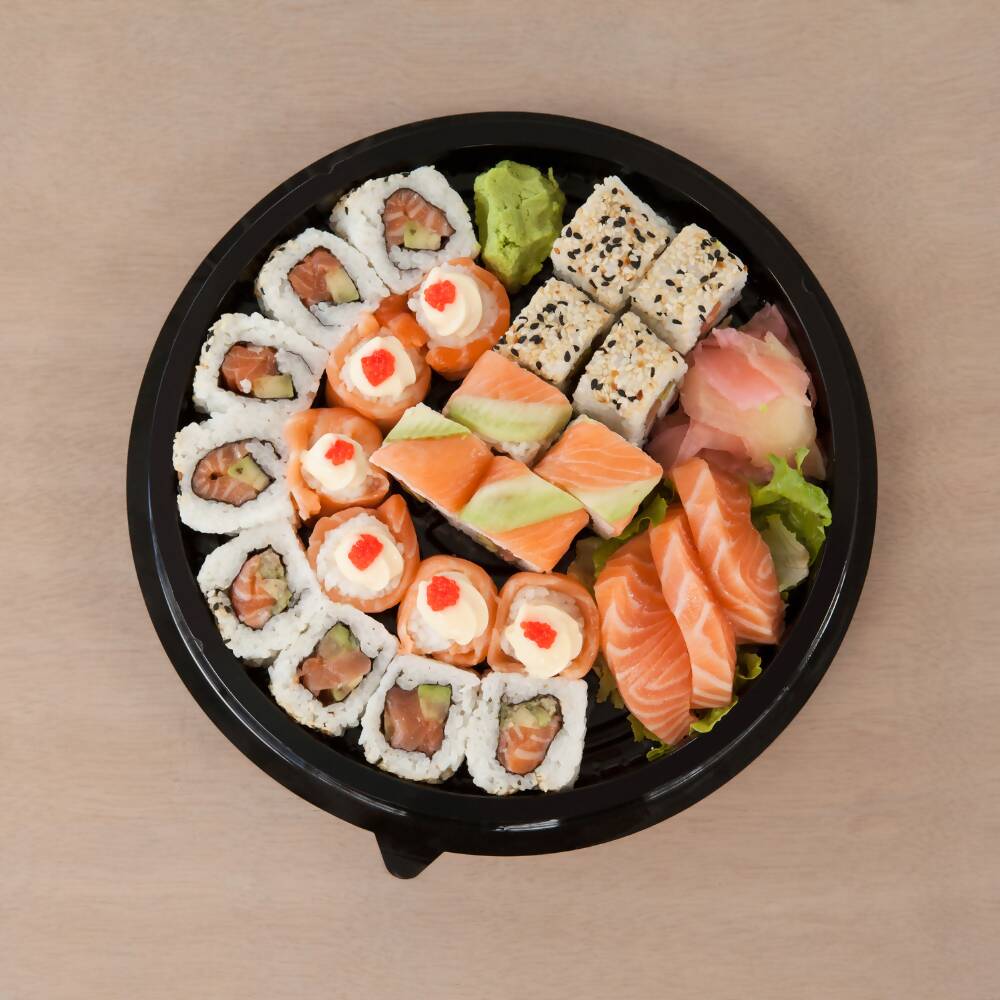 Plateau sushi noir avec couvercle Ø35,x6 (100 unités)