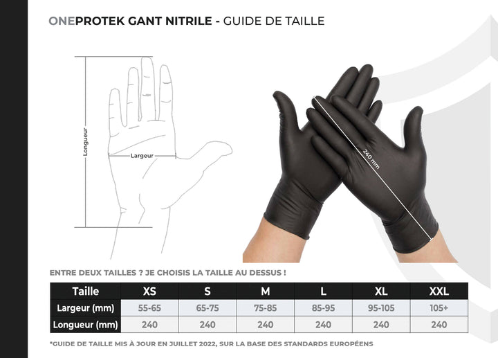Gant Nitrile Noir non poudré - Taille XS - Lot de 10 boites de 100 Gants : 1000 pièces total