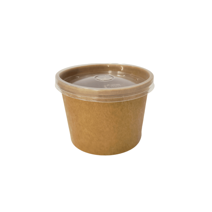 Pot kraft + couvercle PP 360mL / 12oz 9,8x8,1x7cm (500 unités)