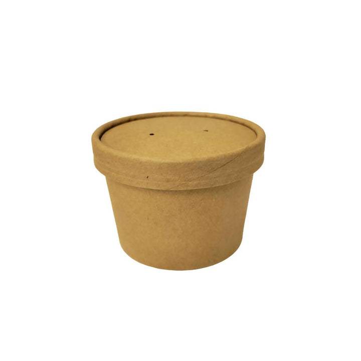Pot kraft + couvercle kraft 240mL / 8oz 9,8x8,1x6cm (500 unités)