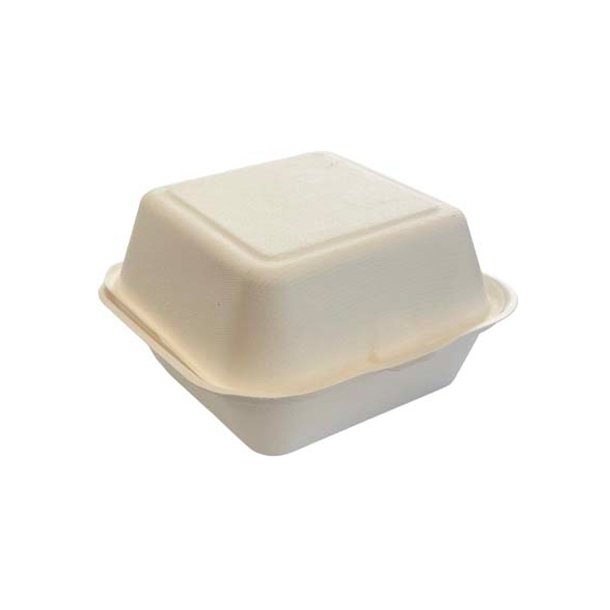 Boîtes burger double naturel 15,7 x 15 x 7,8 cm en pulpe (500 unités)