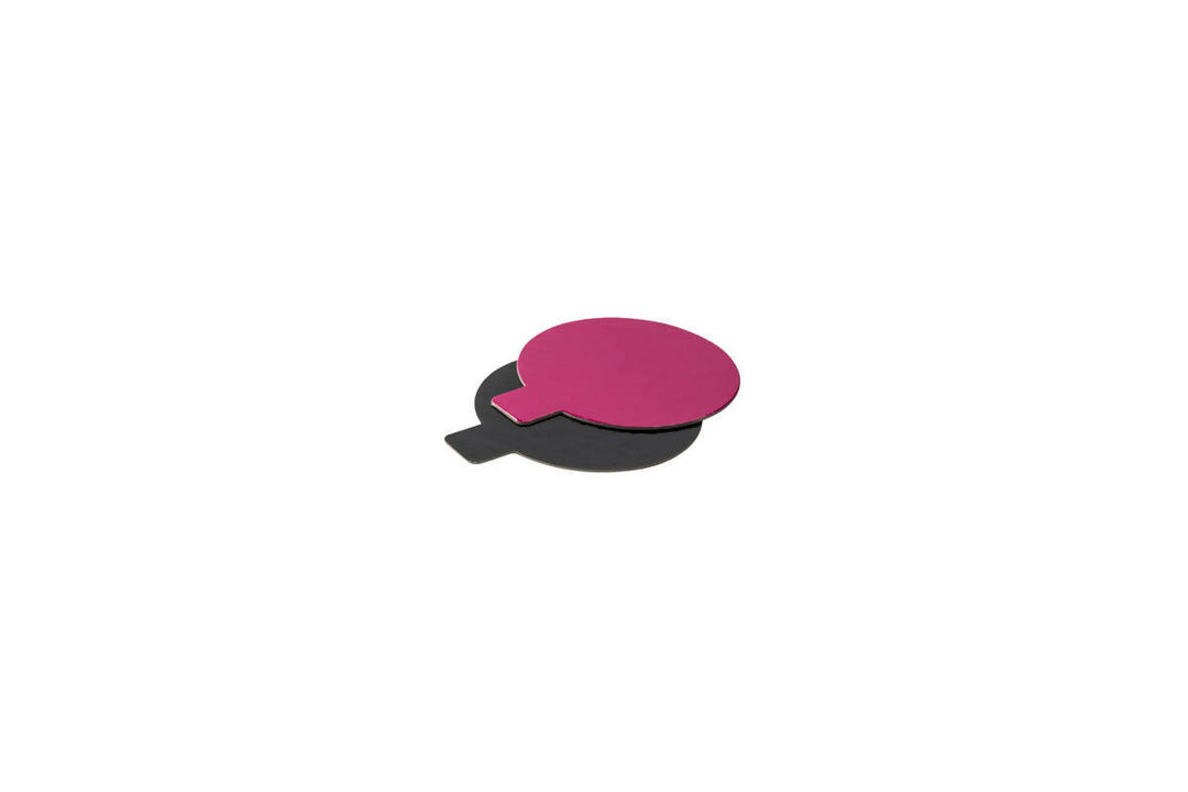Support rond avec languette Fuchsia et Noir Ø 8cm (1000 UNITES)