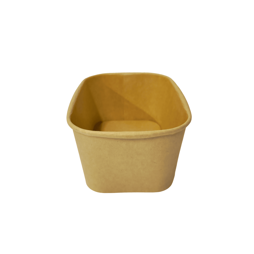Bol kraft rectangulaire 1000 mL 17,3x12,1x7,5 avec couvercle PP (300 unités)