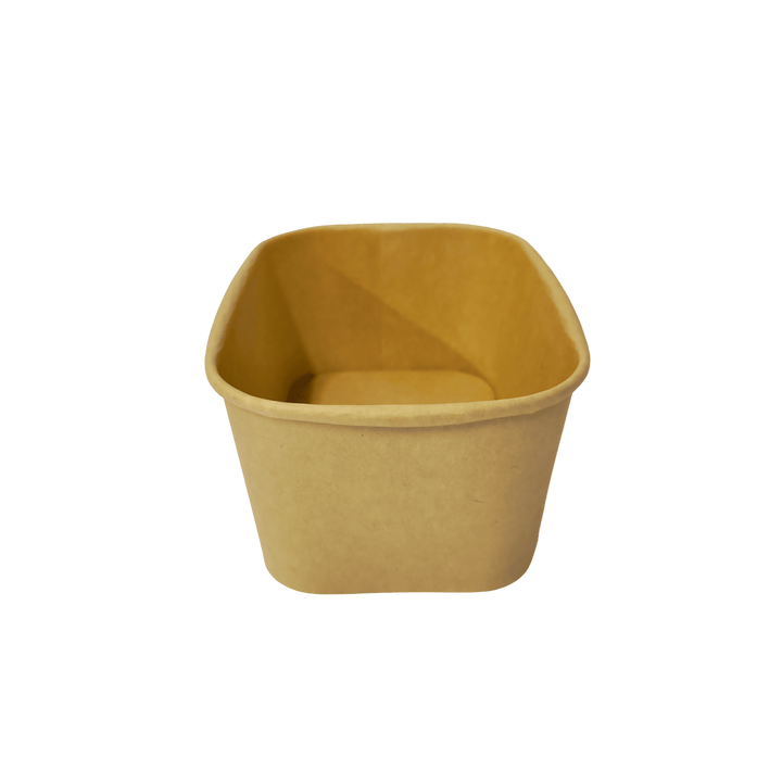 Bol kraft rectangulaire 1000 mL 17,3x12,1x7,5 avec couvercle PP (300 unités)