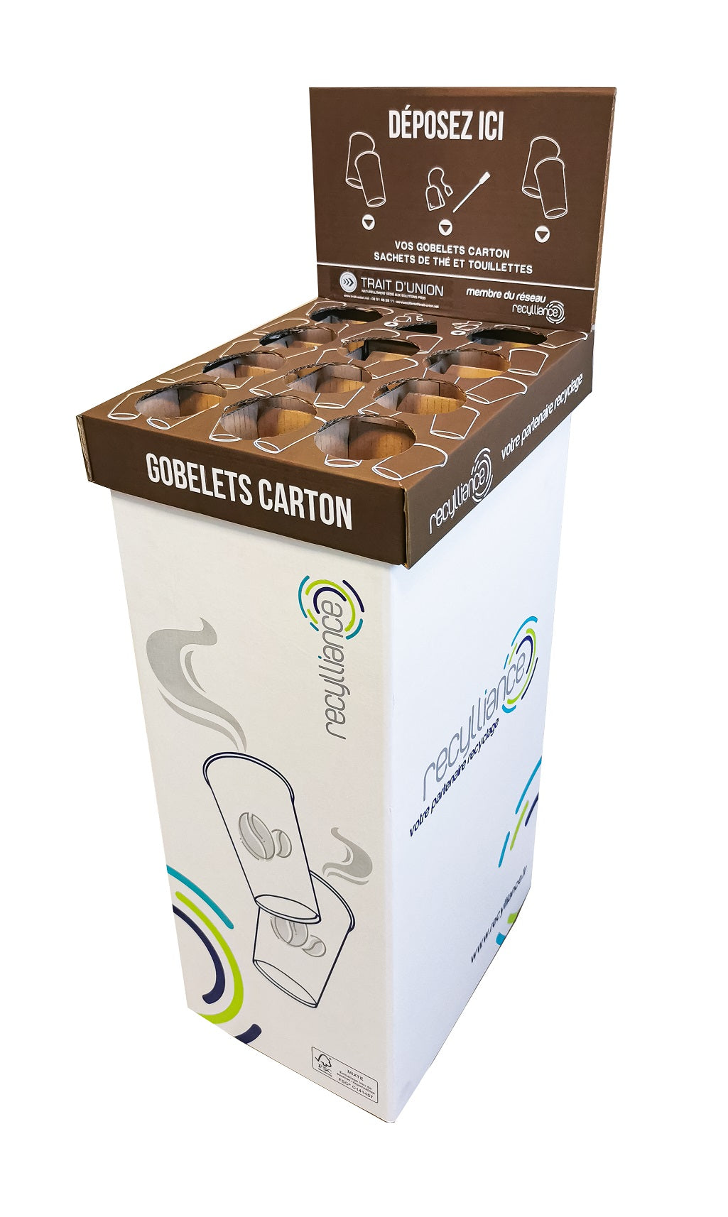 Borne de recyclage gobelets carton
