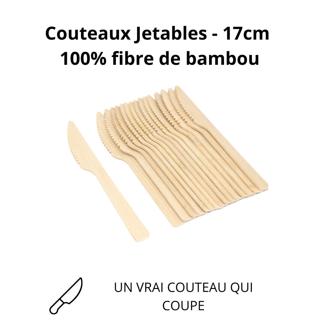Couteaux jetables en fibre de Bambou - 17 cm (2500 unités)