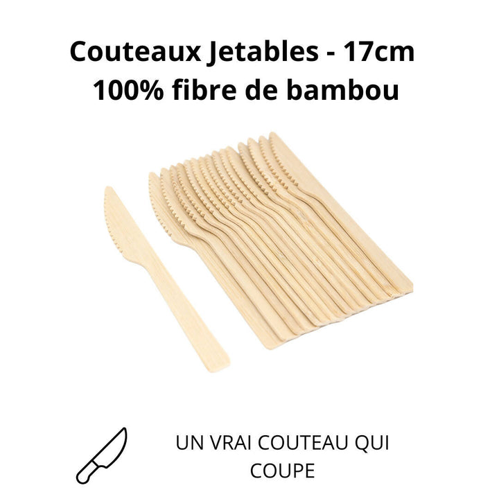Couteaux jetables en fibre de Bambou - 17 cm (2500 unités)