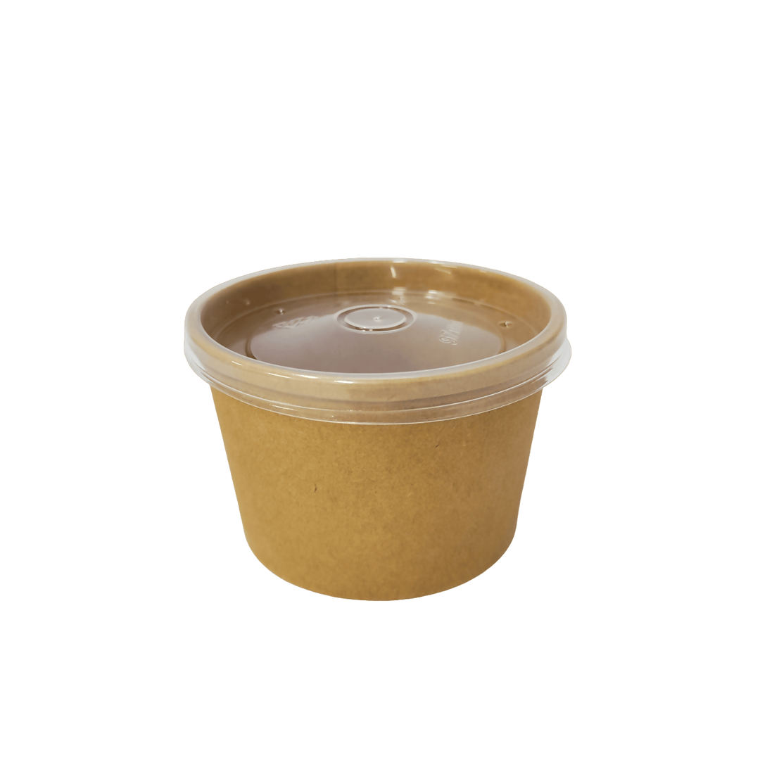 Pot kraft + couvercle PP 240mL / 8oz 9,8x8,1x6cm (500 unités)