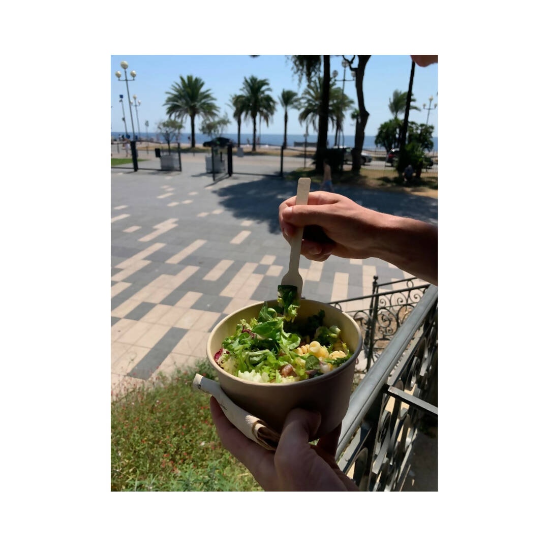 Fourchettes jetables en fibre de Bambou - 17 cm