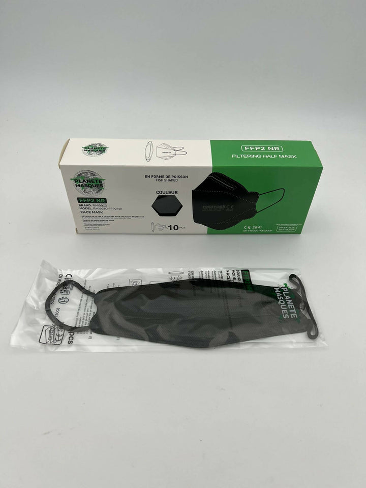 Masque FFP2 KF 94 NOIR - Boite de 10 Masques Individuels - Carton de 10 boites, total 100 masques