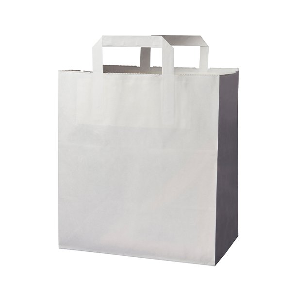 Sac en papier kraft brun / blanc avec poignée 32 x 16 x 43 cm