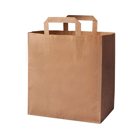 Bolsa de papel kraft marrón / blanco con asa 26 x 14 x 33 cm (350 unidades)