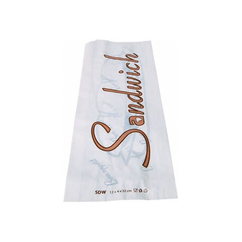 Sacs sandwich 12 x 32 x 4 cm en kraft blanc