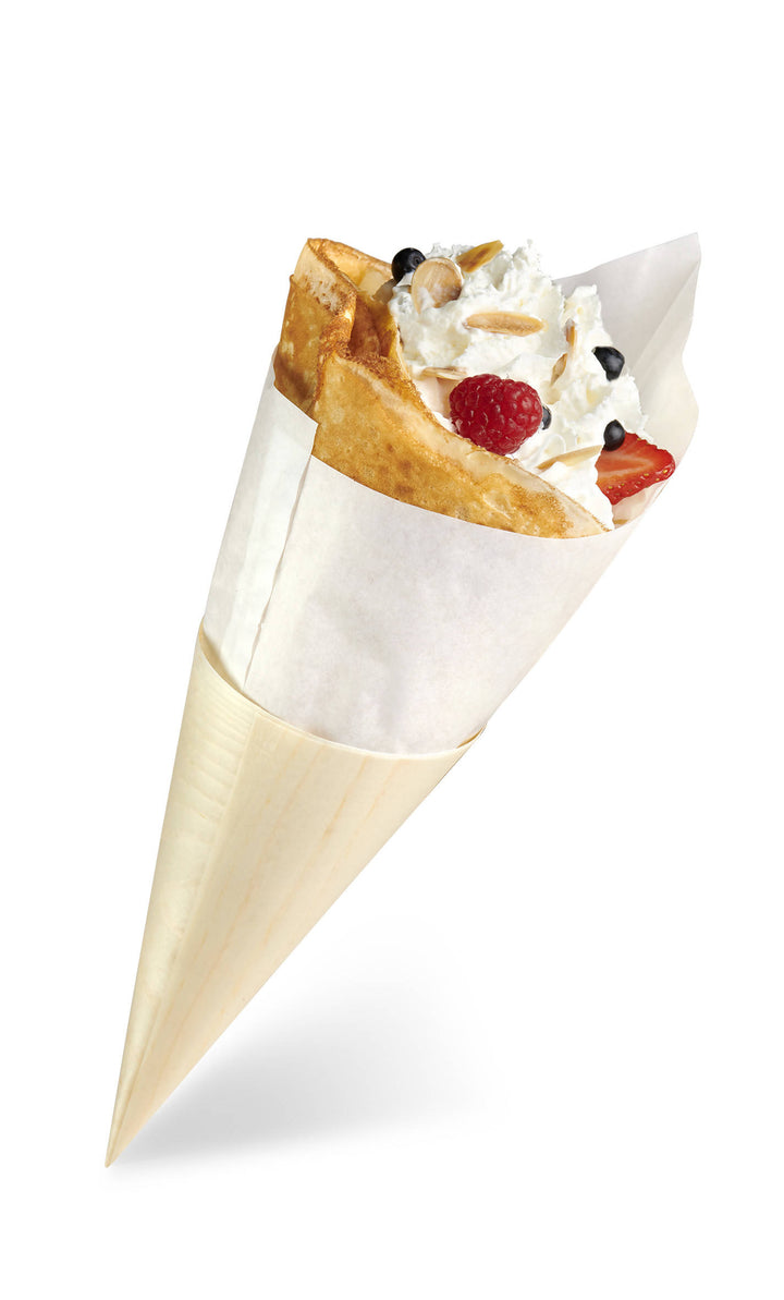 Cônes en bois pour crêpes avec sachet (1000 unités)