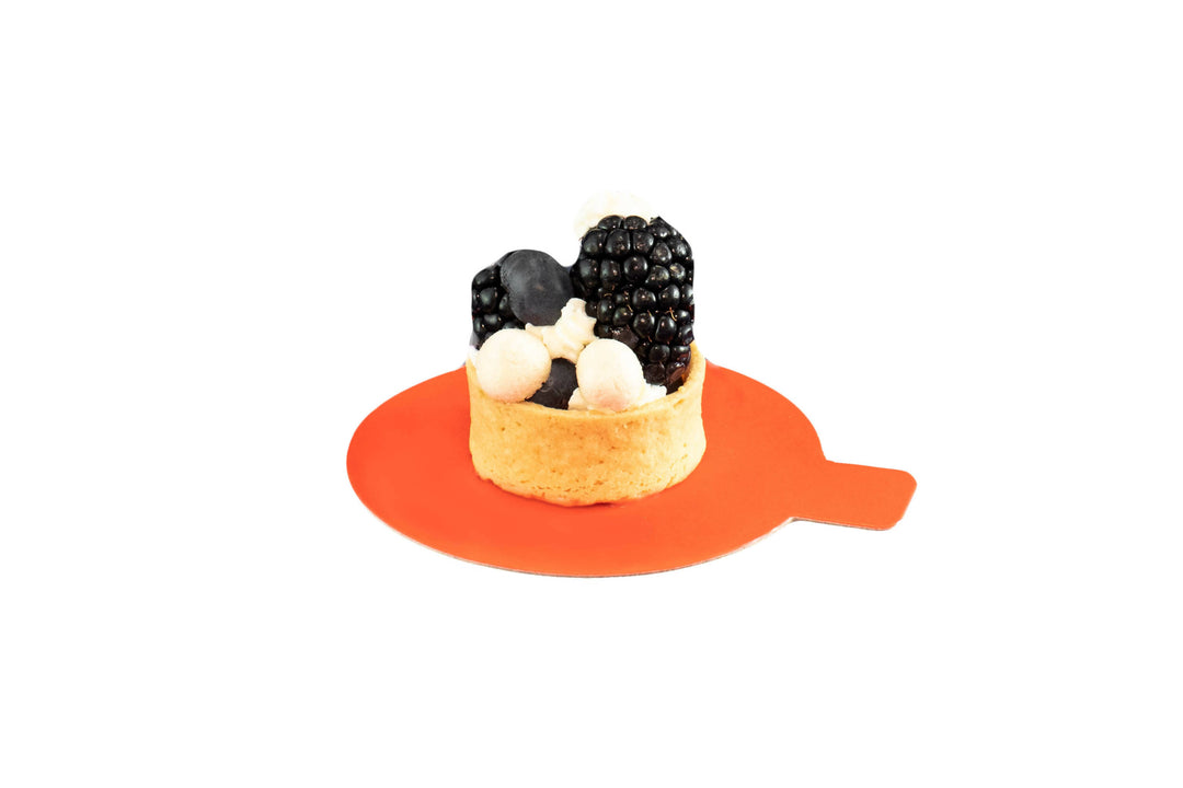 Support rond avec languette Orange et Noir Ø 8cm (1000 UNITES)