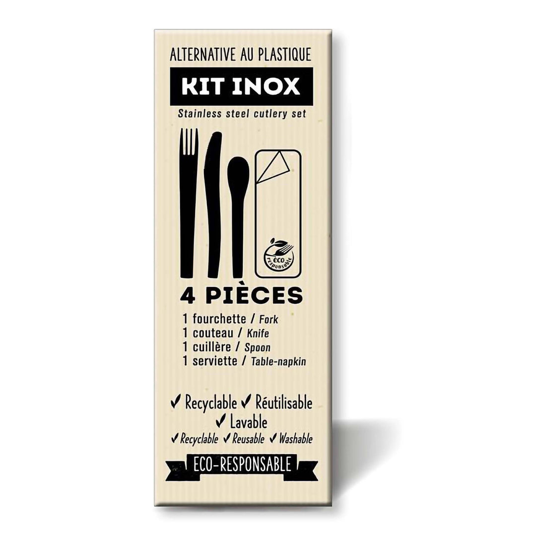 Kit couverts Inox 4 pièces dans sachet Kraft (250 unités)
