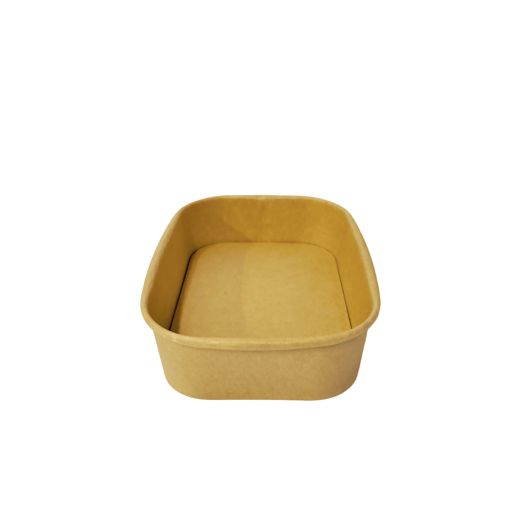 Bol kraft rectangulaire 500 mL 17,3x12,1x4,1 avec couvercle PP (300 unités)