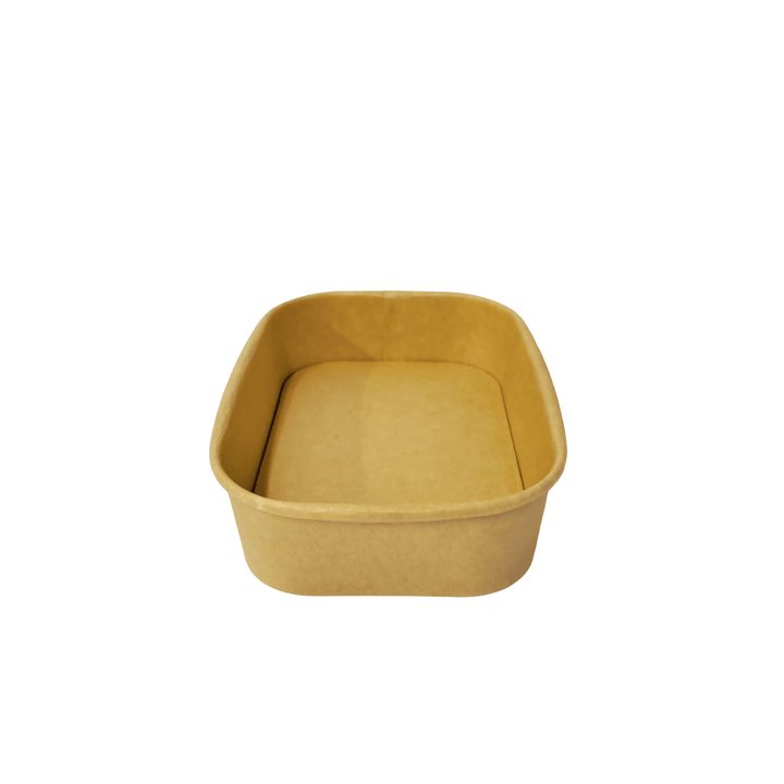 Bol kraft rectangulaire 500 mL 17,3x12,1x4,1 avec couvercle PP (300 unités)